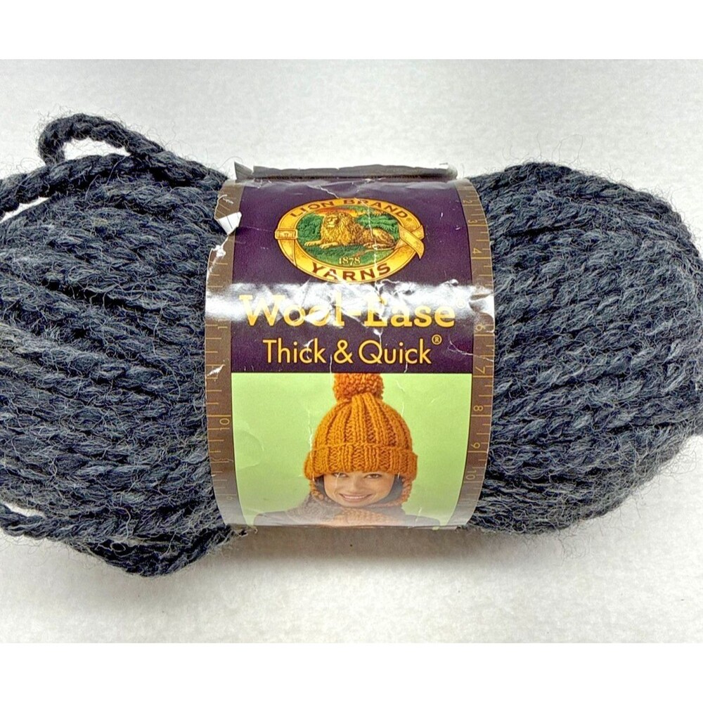 Lion Brand Wool-Ease Thick & Quick Charcoal Yarn Lot 74293B 6 oz 106 Yds #6